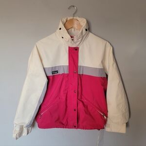 vintage farwest striped goretex  jacket shell ski snowboard pink rain 80s 90s